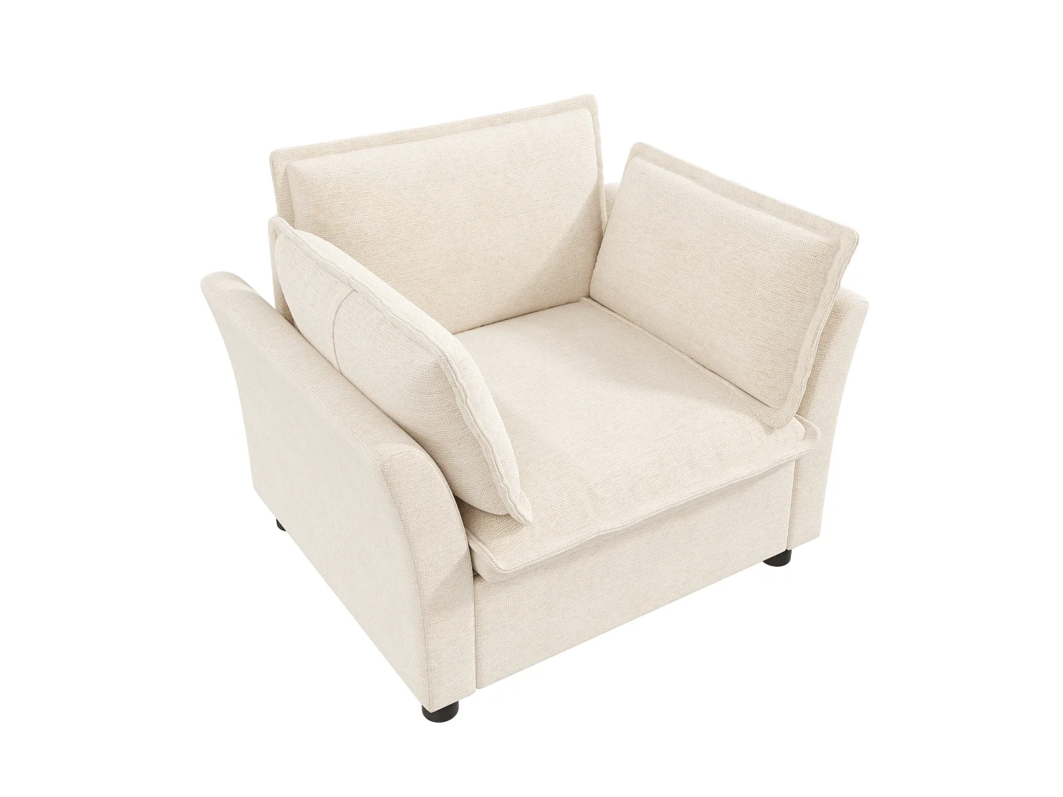 Bankenset, vrij samen te stellen, van chenille-stof, bestaande uit een 3-zitsbank + 2 fauteuils, inclusief kussens, beige
