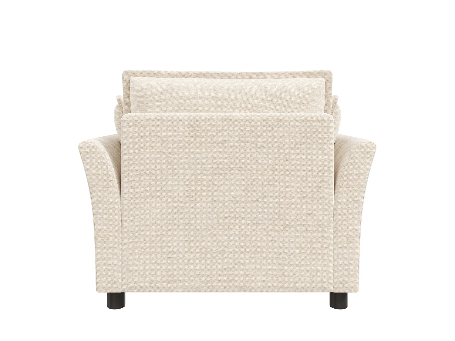 Canapé une place moderne, doté d'un dossier et d'accoudoirs rembourrés, en tissu chenille, couleur beige