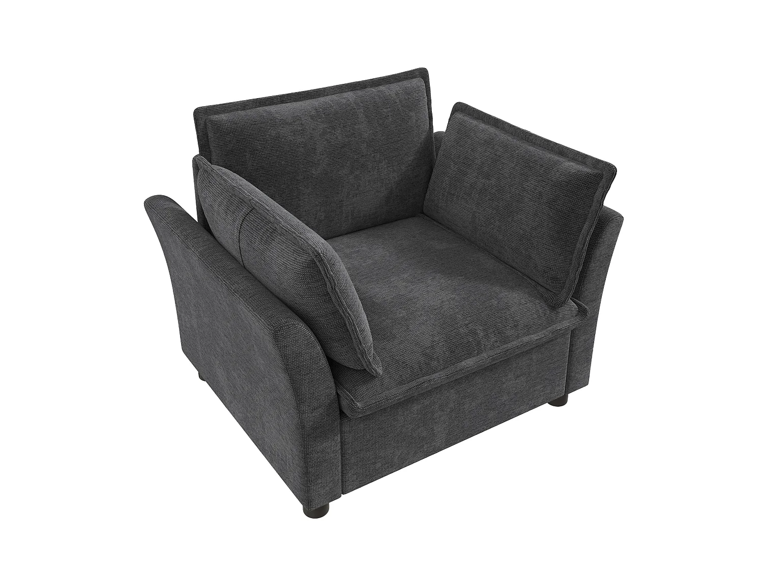 Canapé une place moderne, doté d'un dossier et d'accoudoirs rembourrés, en tissu chenille, gris