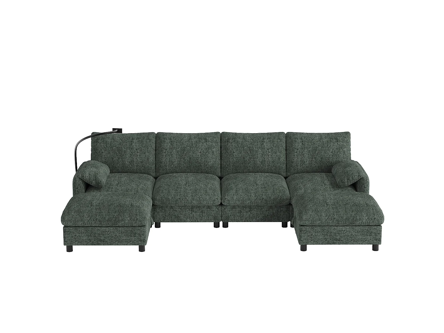 Canapé d'angle 6 places en tissu chenille vert