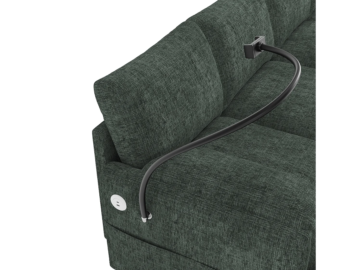 Canapé d'angle 6 places en tissu chenille vert