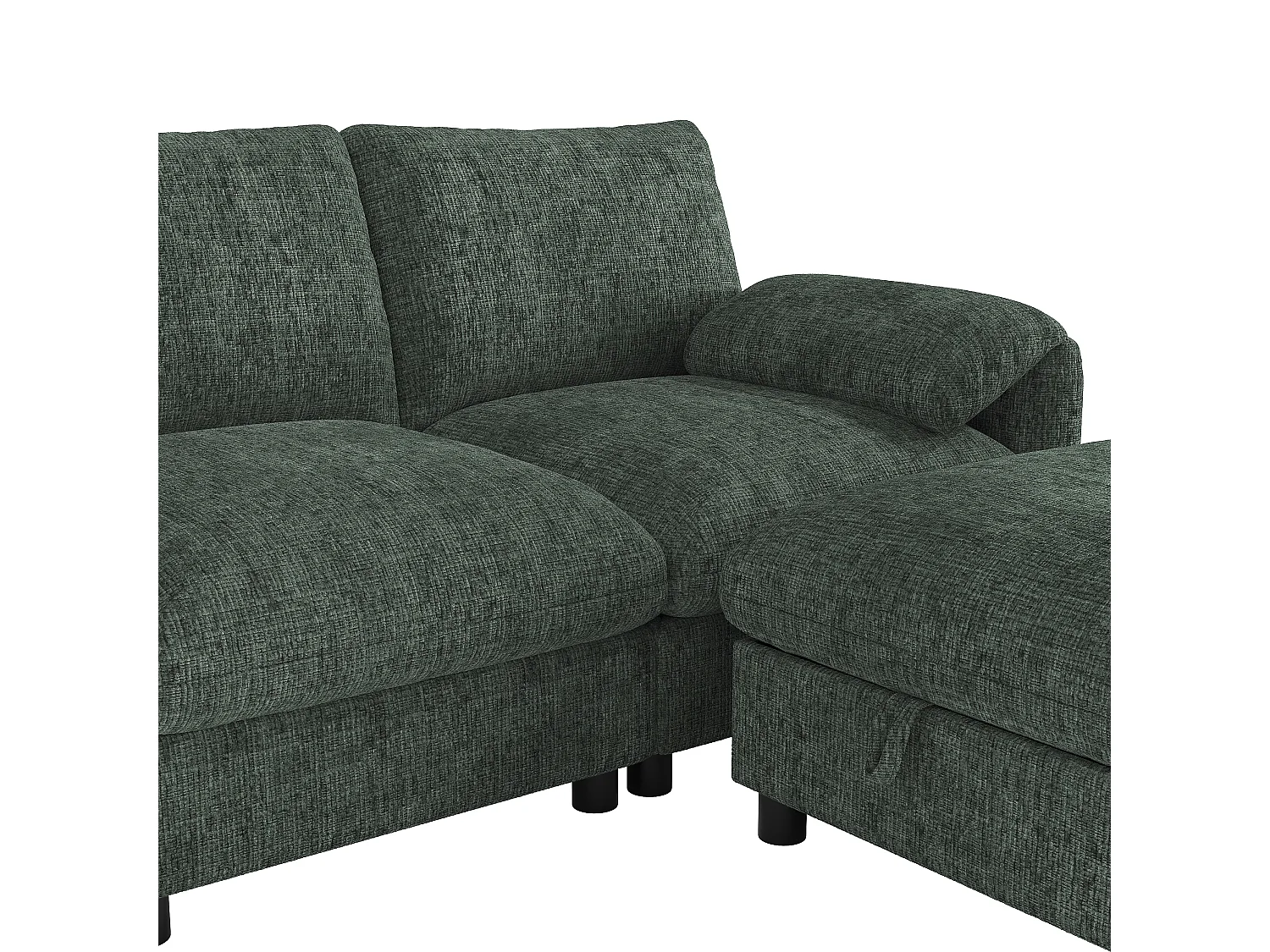 Canapé d'angle 6 places en tissu chenille vert