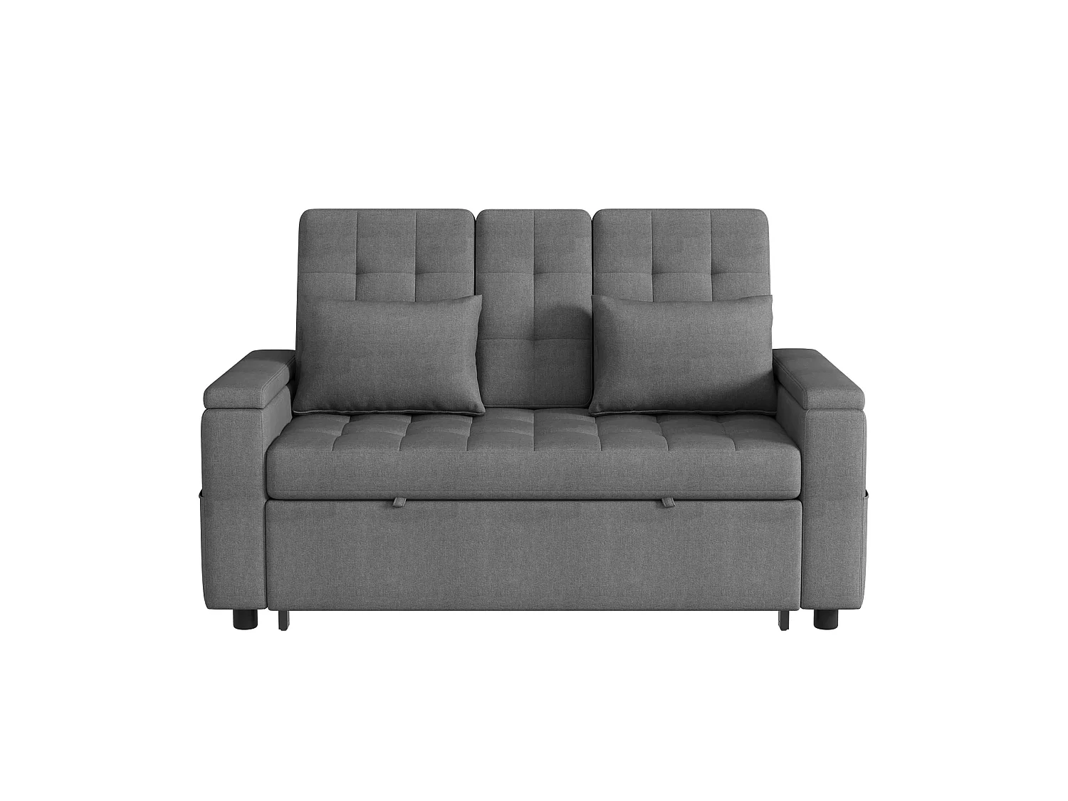 Canapé convertible clic-clac 2 places avec rangement en tissu gris