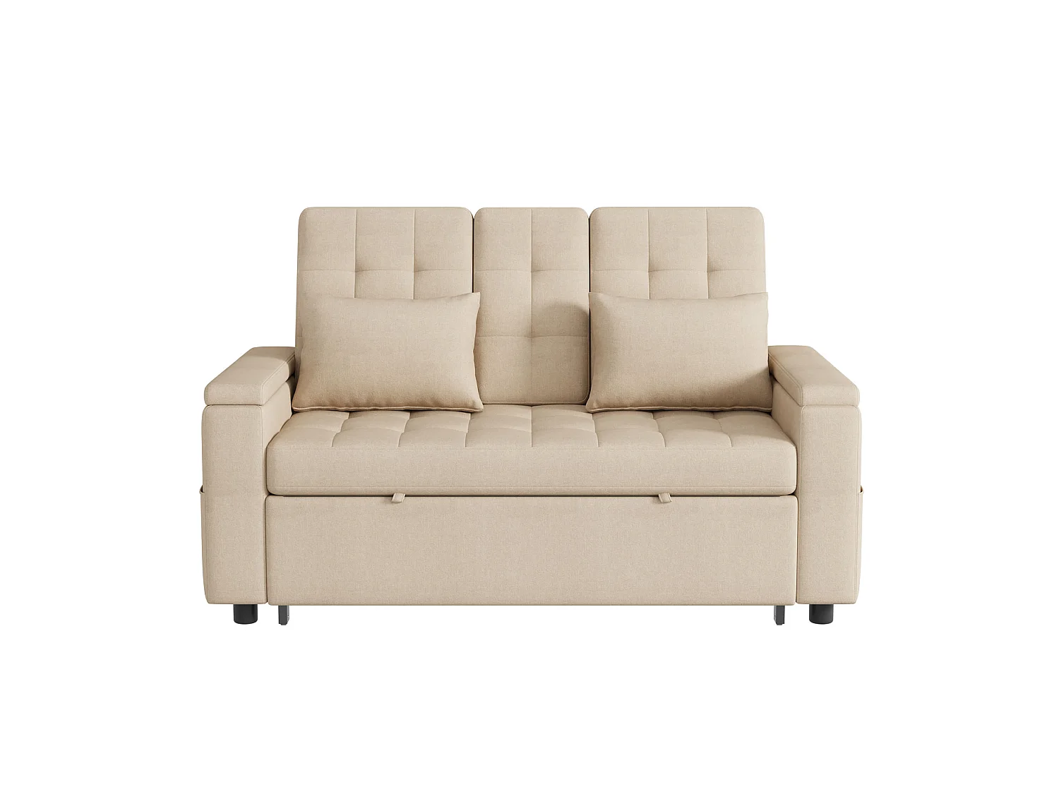 Canapé convertible clic-clac 2 places avec rangement en tissu beige