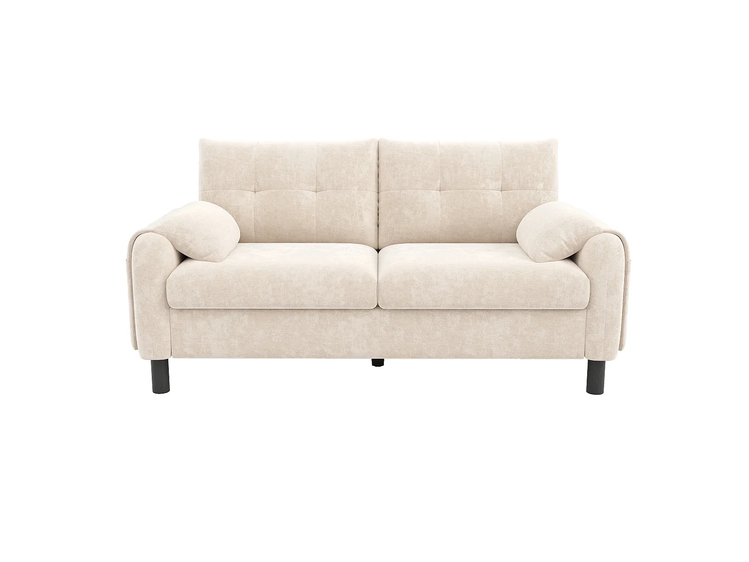Sofá de dos plazas, de tejido de chenilla, con cojines mullidos, ideal para el salón, el dormitorio o pisos pequeños, beige