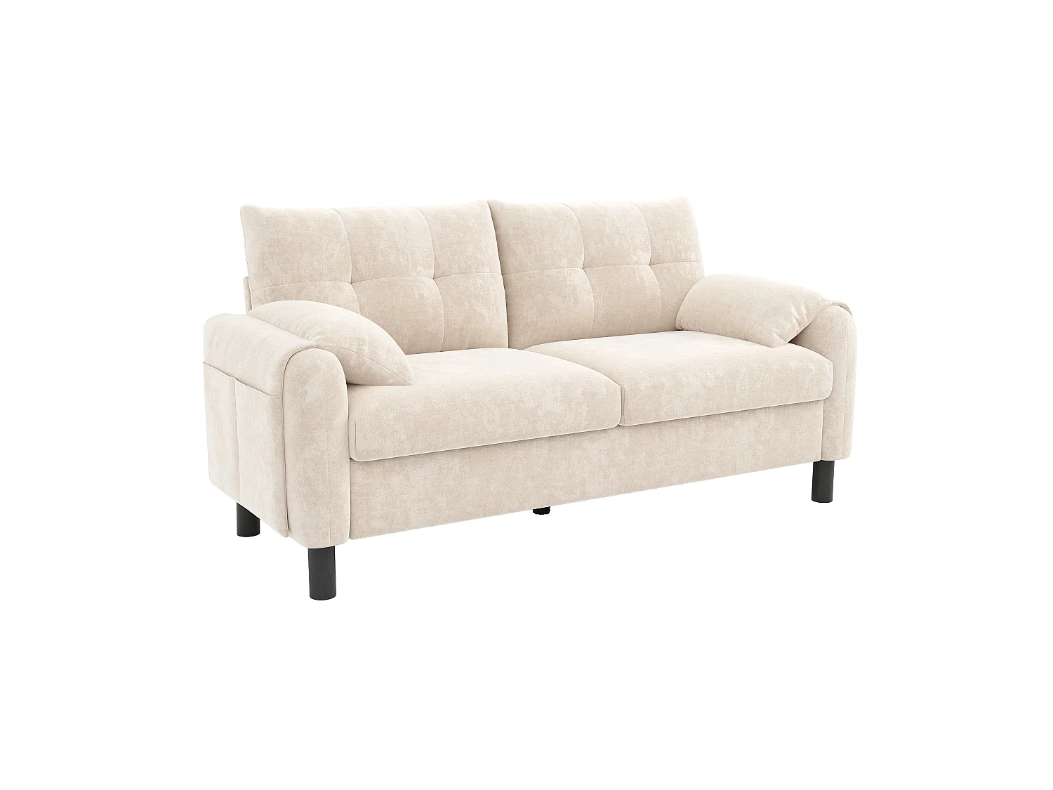 Sofá de dos plazas, de tejido de chenilla, con cojines mullidos, ideal para el salón, el dormitorio o pisos pequeños, beige