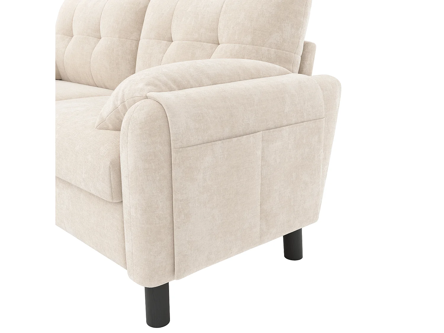 Sofá de dos plazas, de tejido de chenilla, con cojines mullidos, ideal para el salón, el dormitorio o pisos pequeños, beige