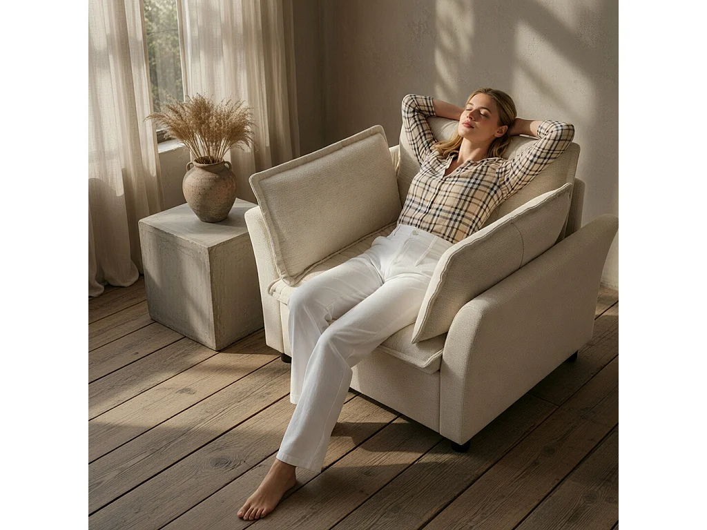 Set met chenillefluwelen banken: 3-zitsbank + 2-zitsbank + fauteuil, inclusief kussens, beige