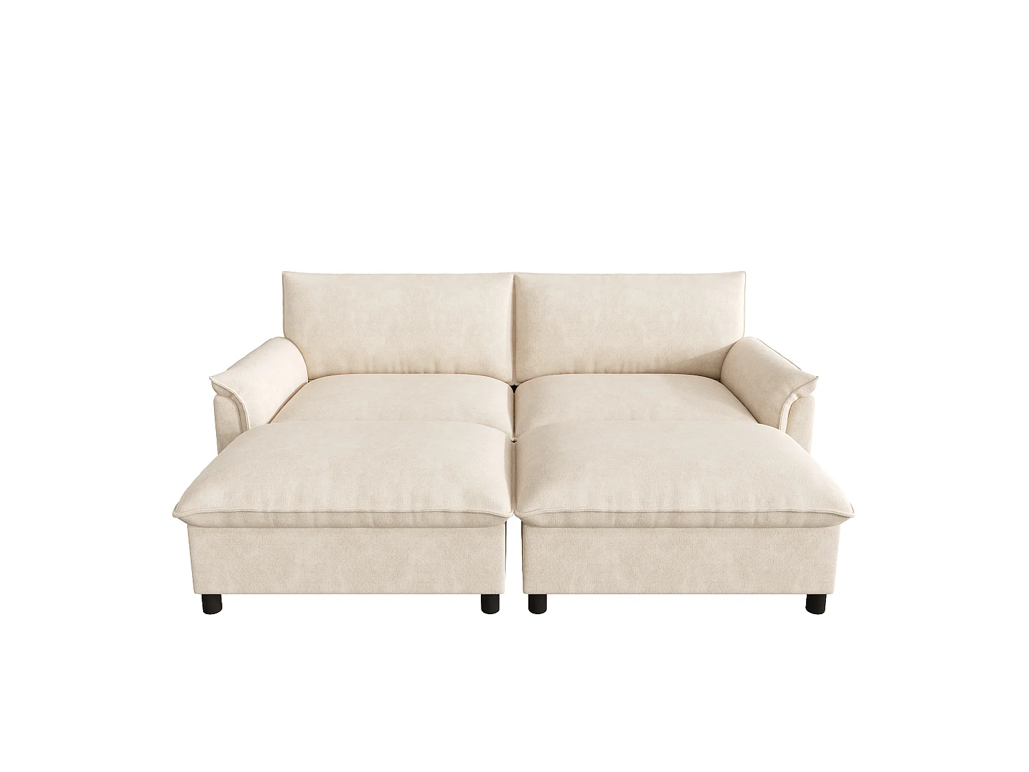 Modulaire bank, extra brede ‘nuage’-bank, met 2 afneembare voetsteunen, hoge rugleuning, beige