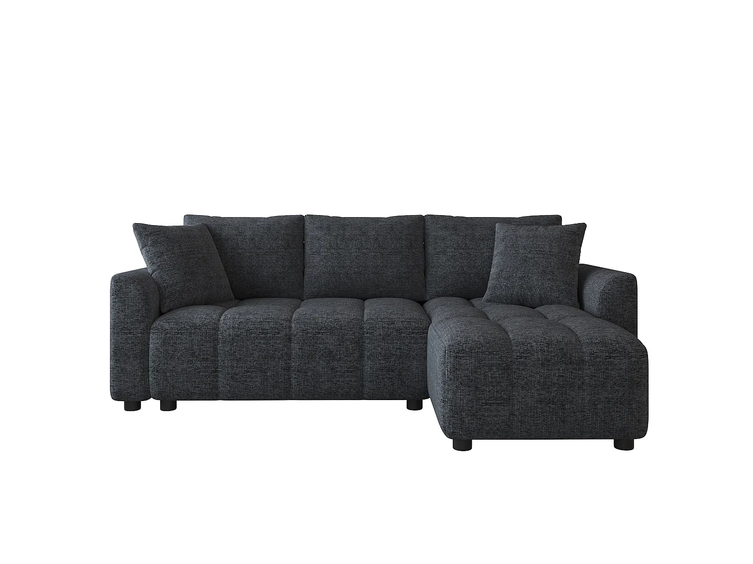 Canapé d'angle 3 places en tissu chenille gris