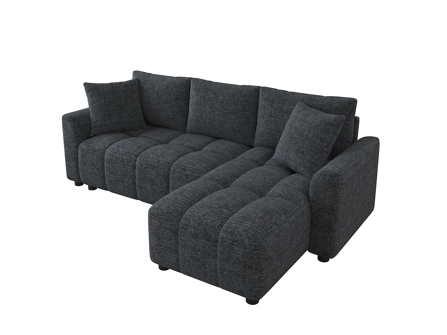Canapé d'angle 3 places en tissu chenille gris