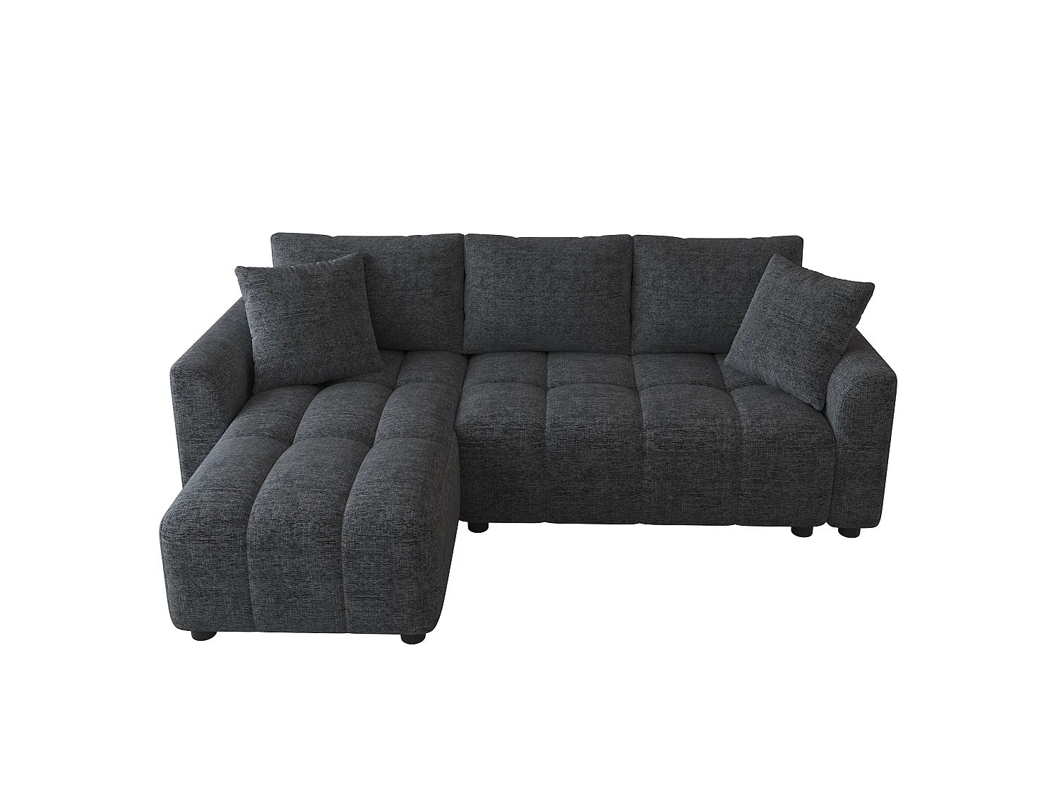 Canapé d'angle 3 places en tissu chenille gris