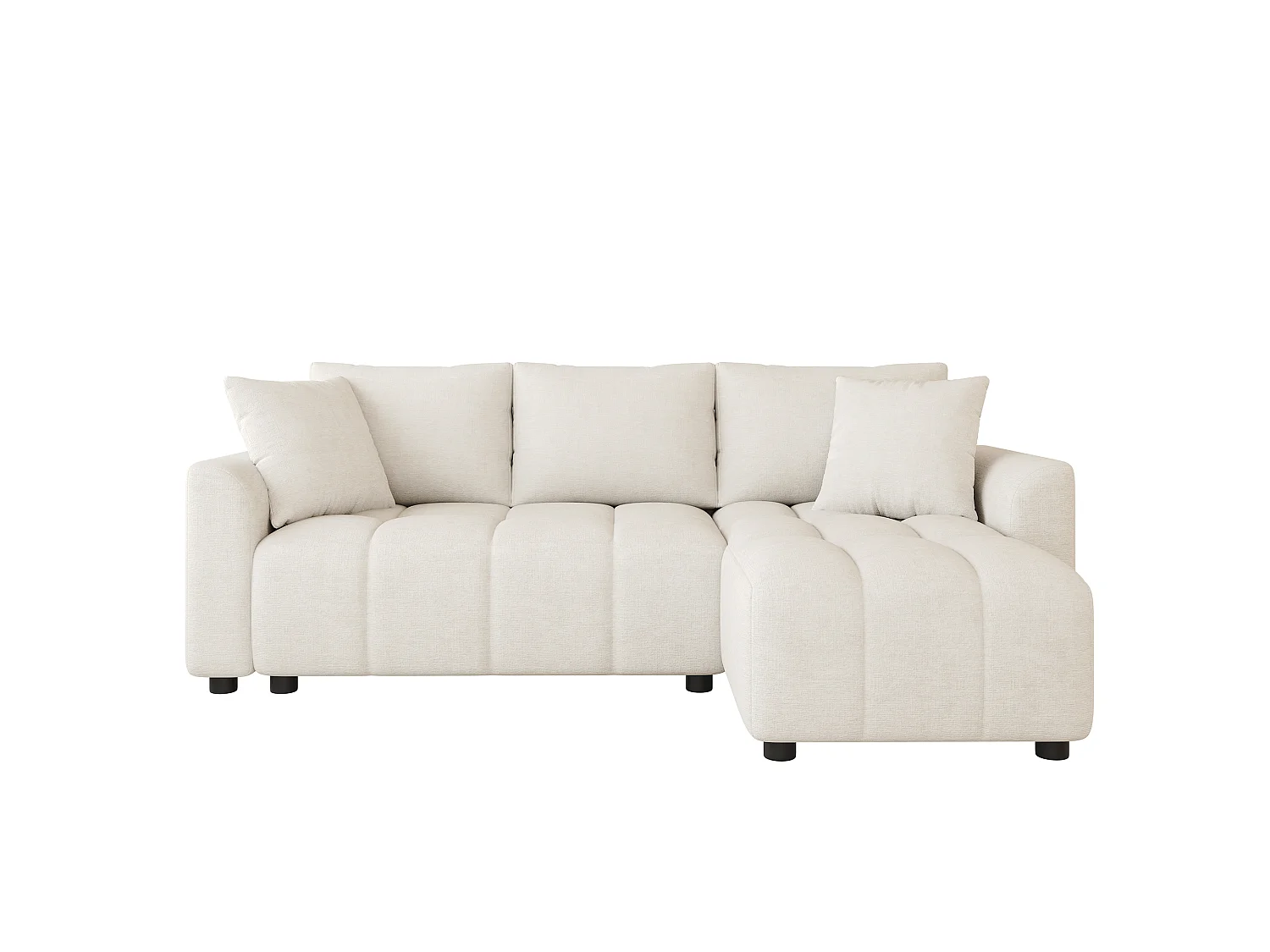 Canapé d'angle 3 places en tissu chenille beige