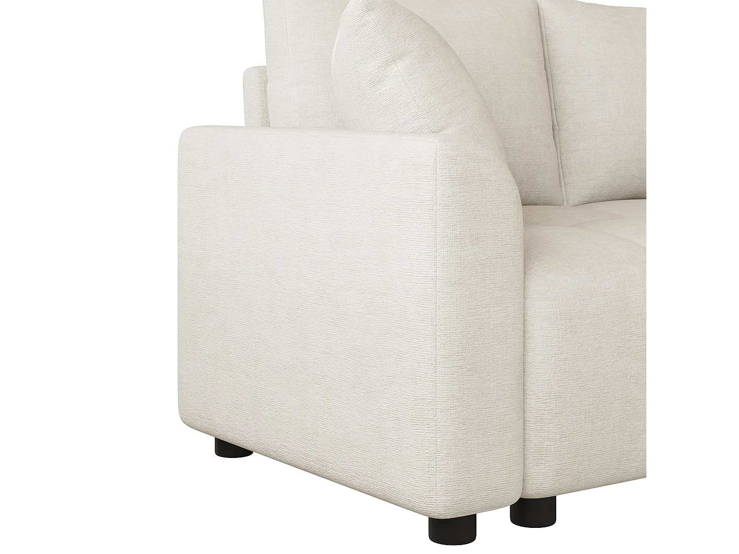 Canapé d'angle 3 places en tissu chenille beige