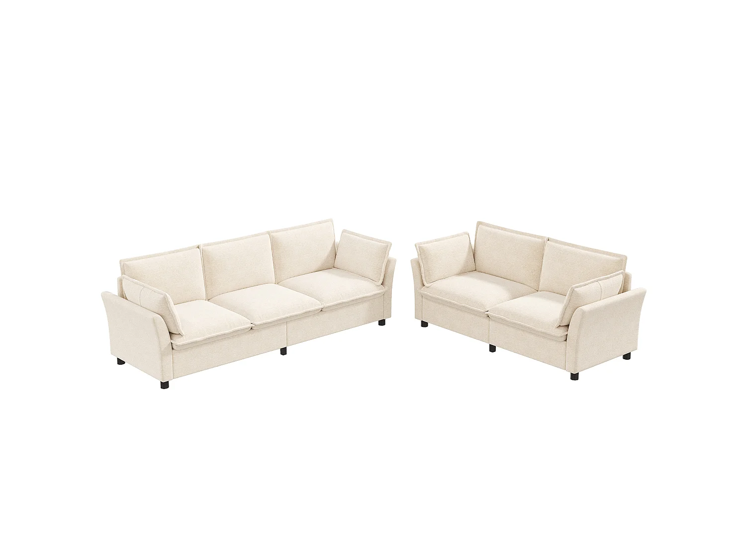 3-2 Modulaire bank, vrij samen te stellen, chenille-stof, 3-zits + 2-zits, inclusief kussens, zachte vulling, beige