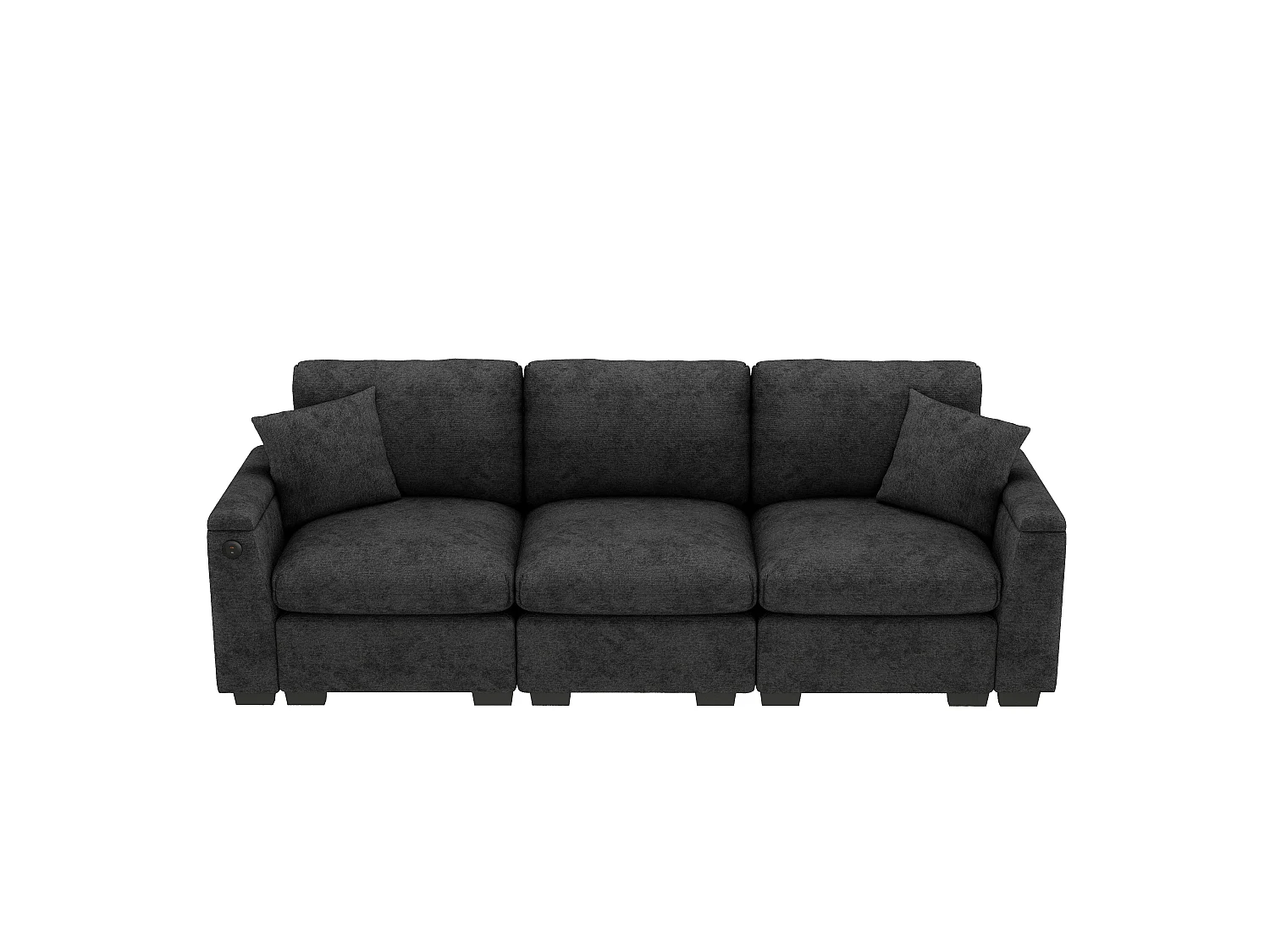 Canapé 3 places avec rangement en tissu chenille gris