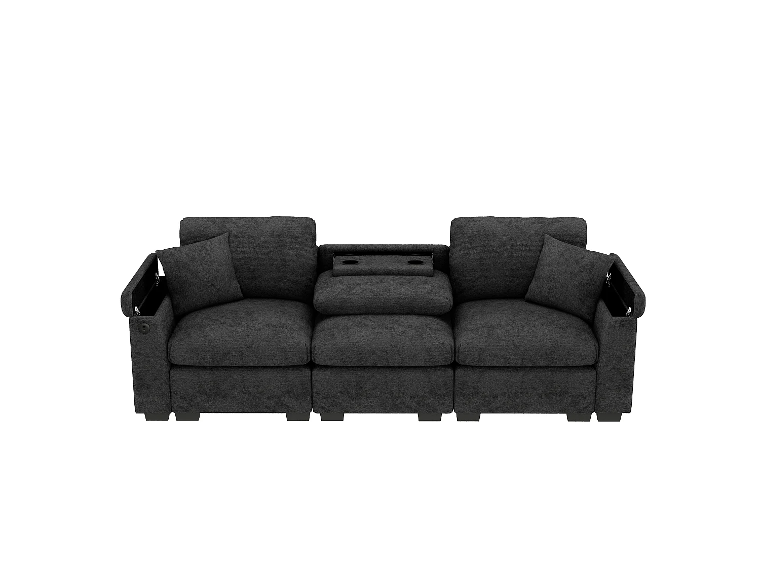 Canapé 3 places avec rangement en tissu chenille gris
