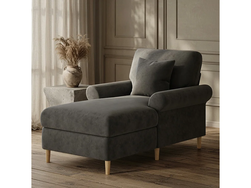 Gevoerde relaxfauteuil, opvouwbare ligstoel, bekleding van fluweel, geschikt voor de woonkamer en de slaapkamer, grijs