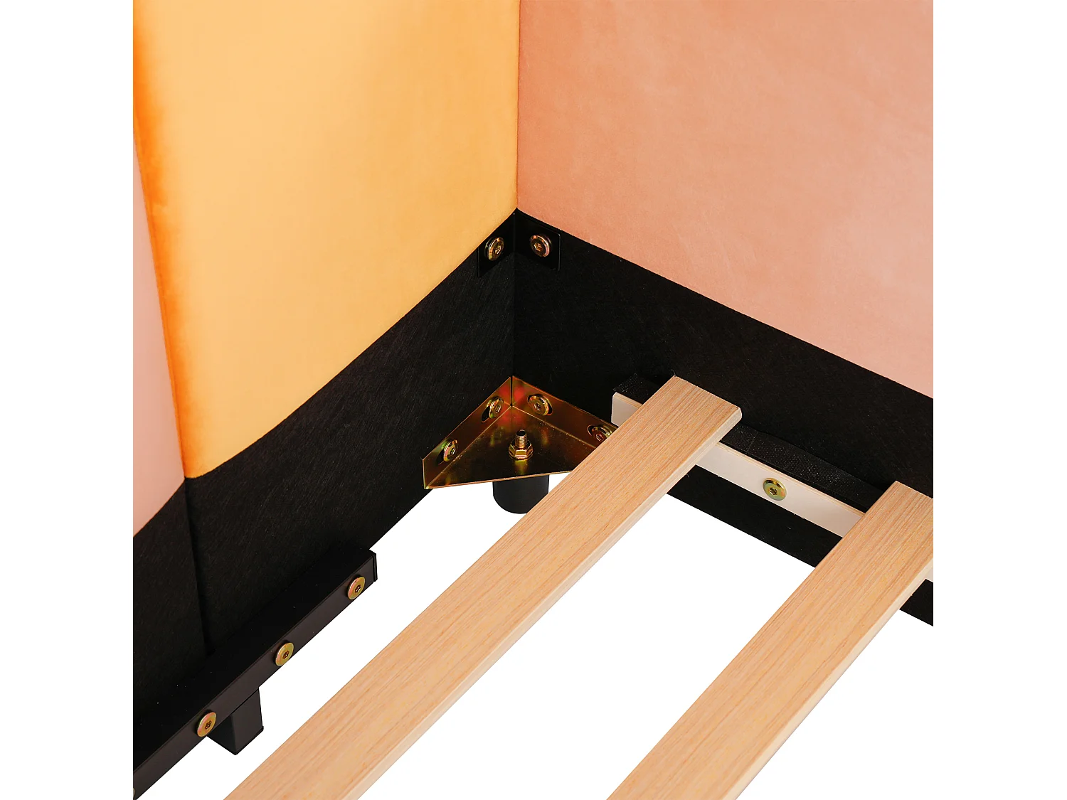 Lit enfant 90x200 rembourré, tête colorée, barrières latérales, lit au sol, pour chambre d'enfant