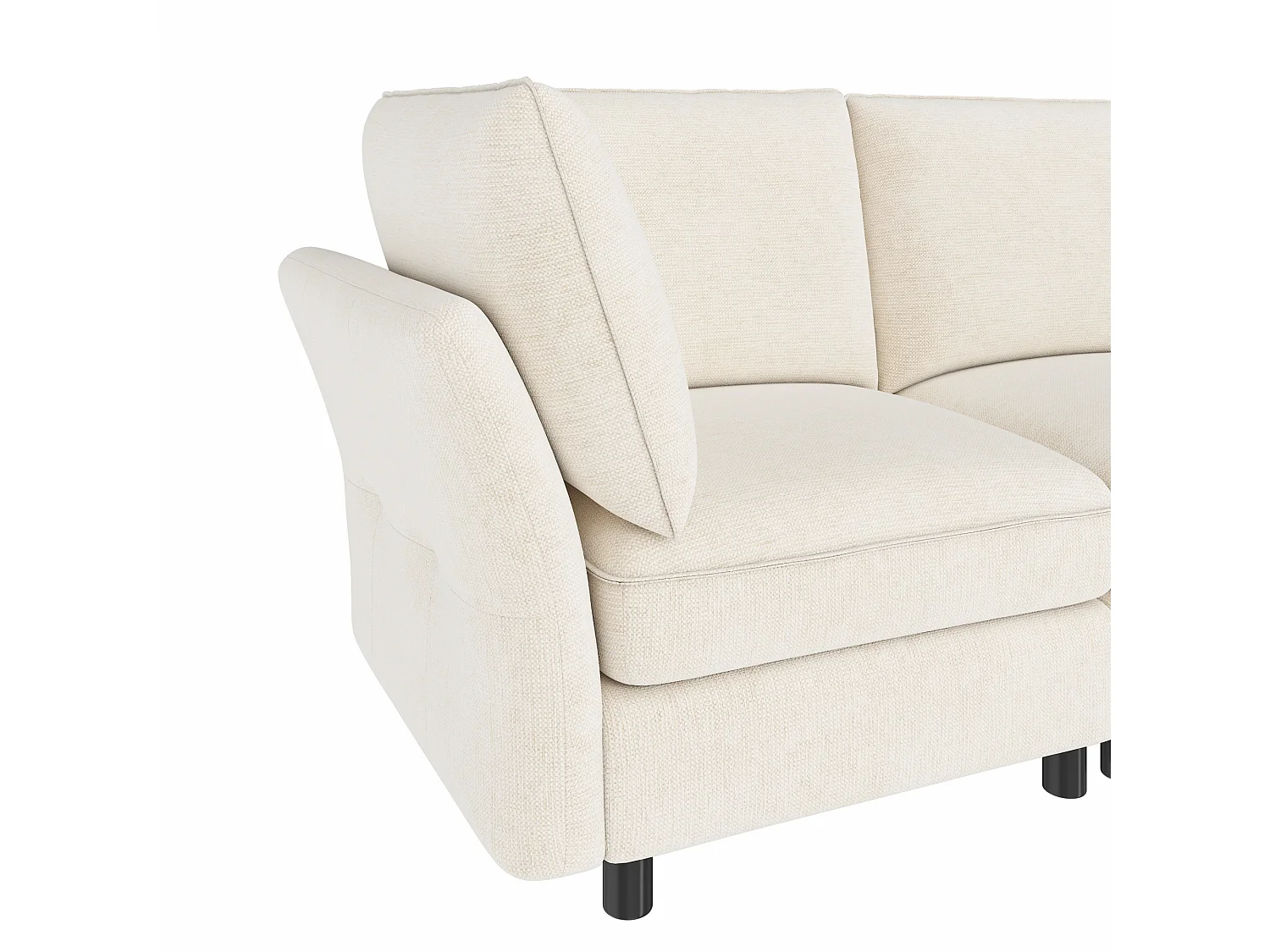 Sofá de canto em L, 6 lugares, com pufe com espaço de arrumação, design em forma de nuvem, tecido chenille, bege