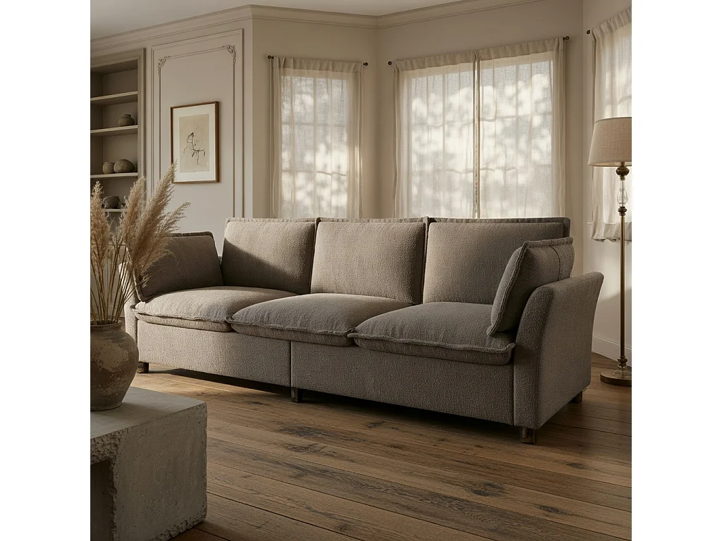 Canapé 3 places en tissu chenille gris
