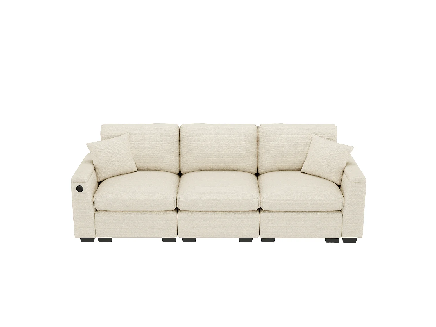 Canapé 3 places avec rangement en tissu chenille beige