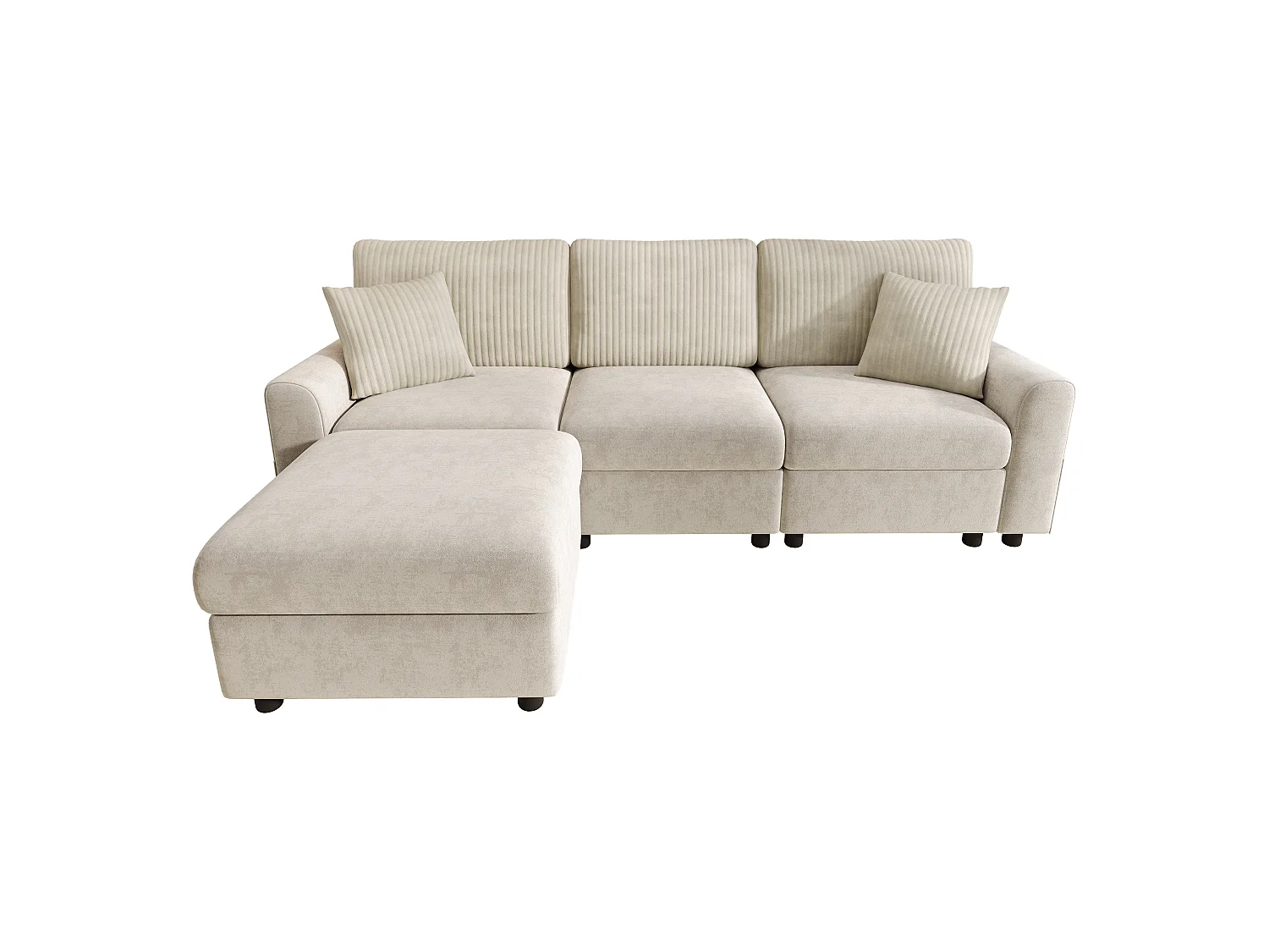 Canapé d'angle 4 places en tissu beige