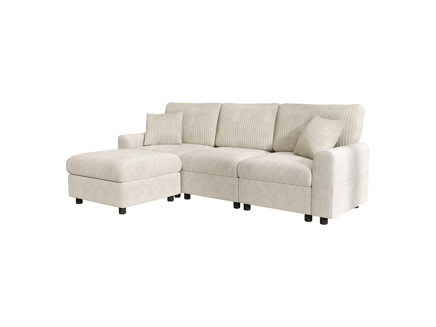 Canapé d'angle 4 places en tissu beige