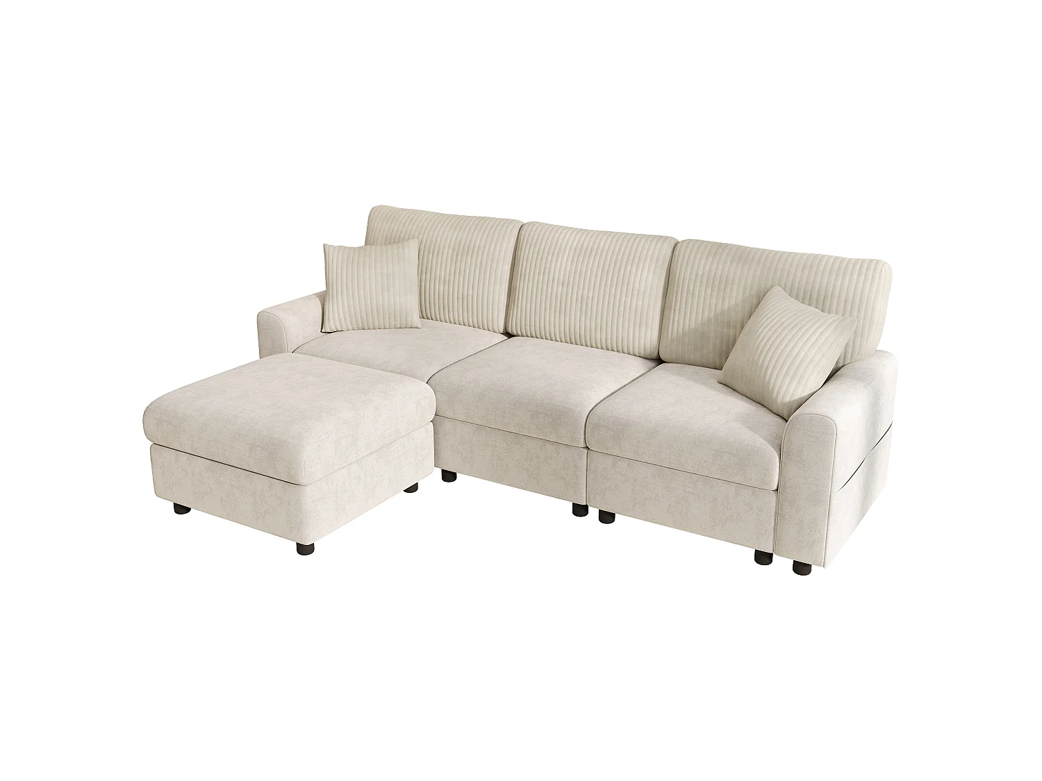 Canapé d'angle 4 places en tissu beige