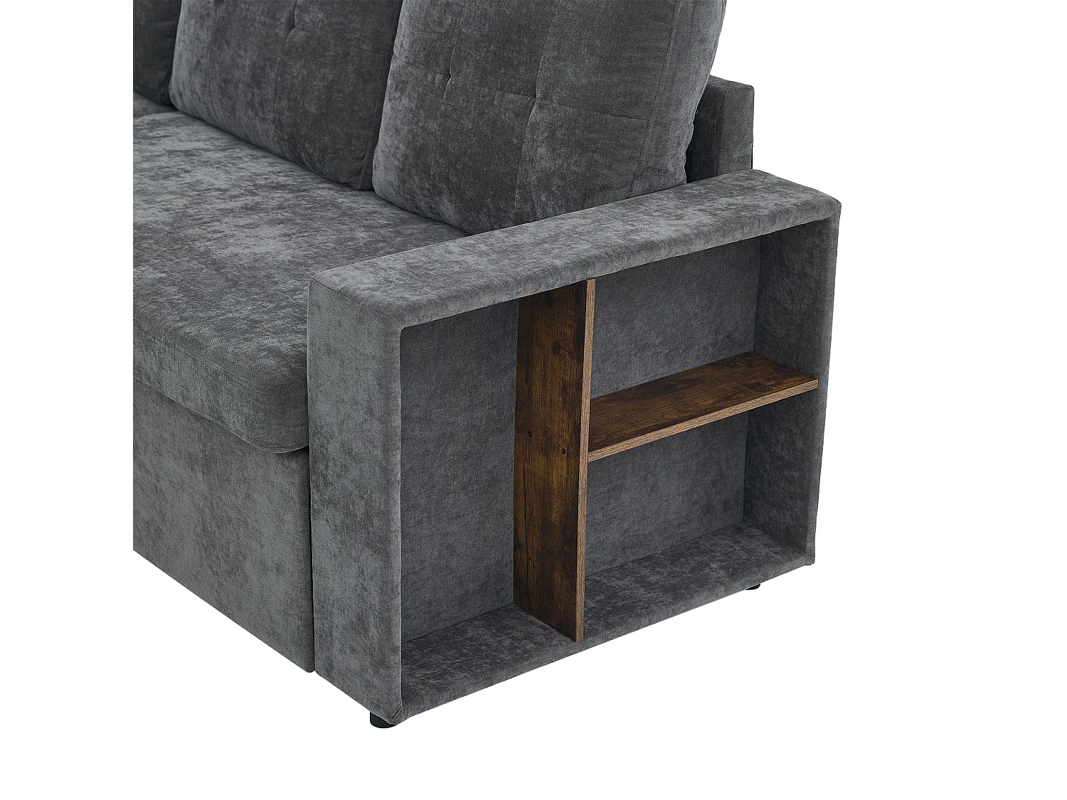 Sofá de canto, arrumação lateral, veludo chenille, capacidade de carga de 120 kg, montagem possível à esquerda ou à direita, cinzento