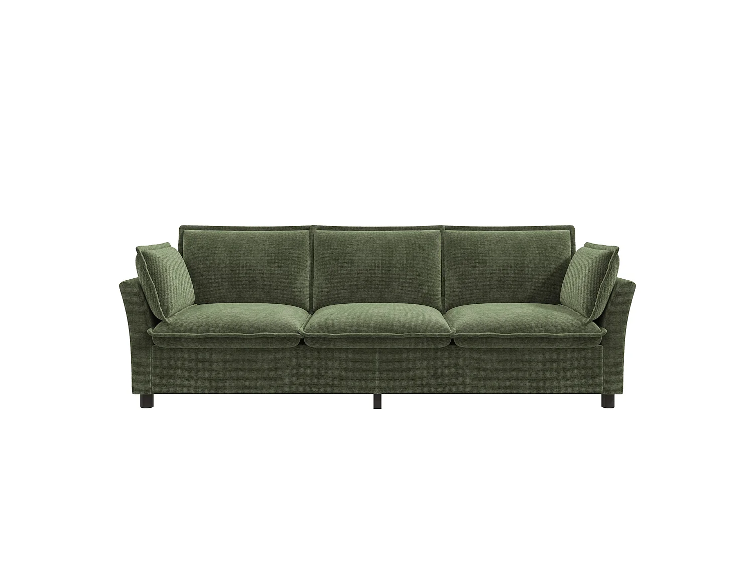 Bankenset van chenille-fluweel: 3-zitsbank + 2-zitsbank + fauteuil, inclusief kussens, groen
