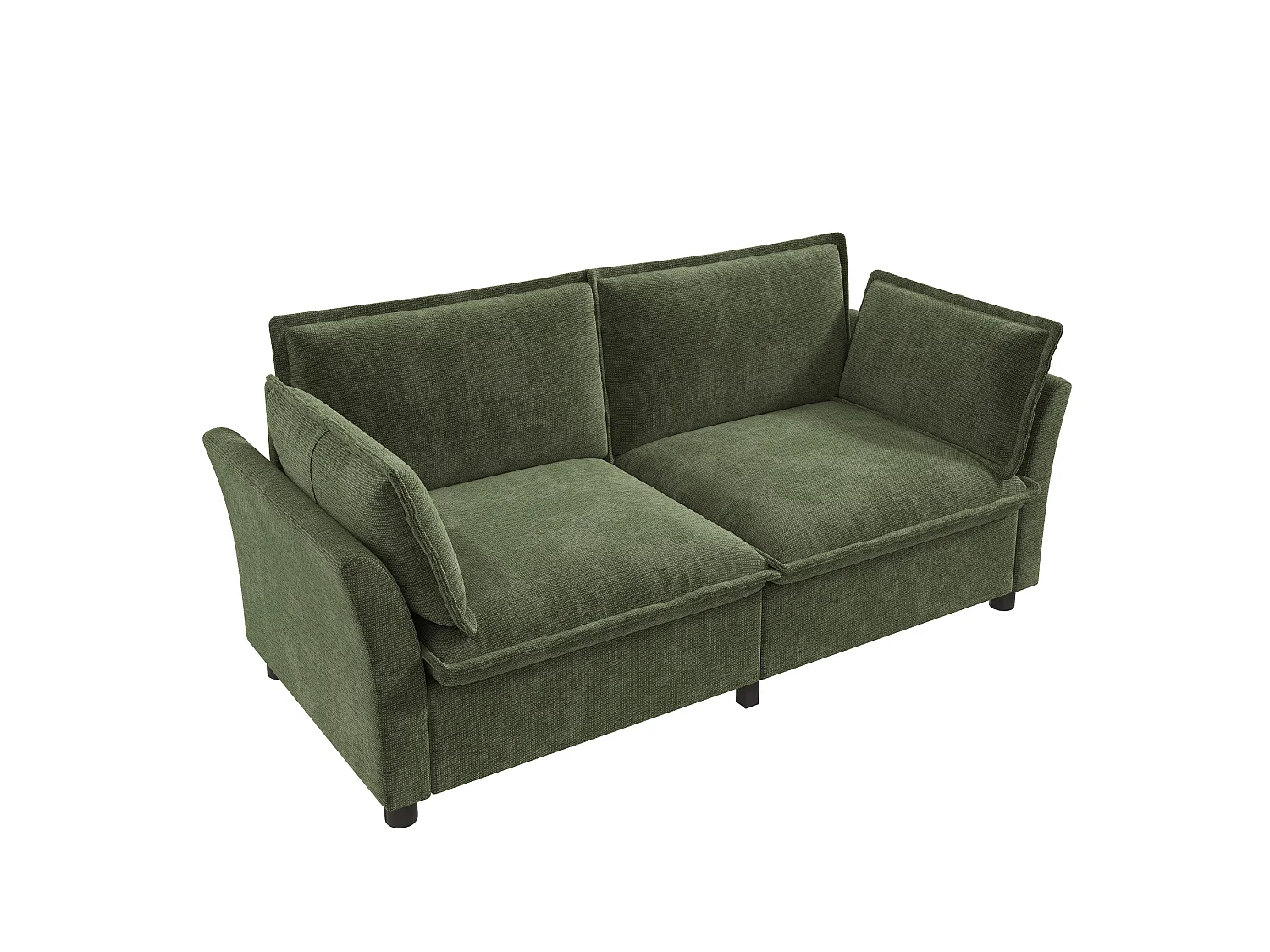 Bankenset van chenille-fluweel: 3-zitsbank + 2-zitsbank + fauteuil, inclusief kussens, groen