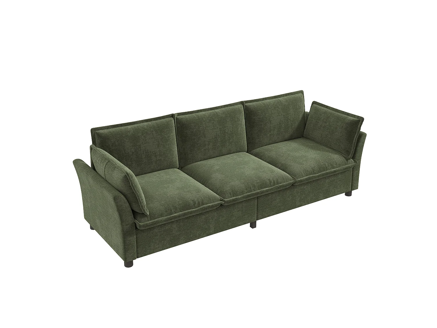 Bankenset van chenille-fluweel: 3-zitsbank + 2-zitsbank + fauteuil, inclusief kussens, groen