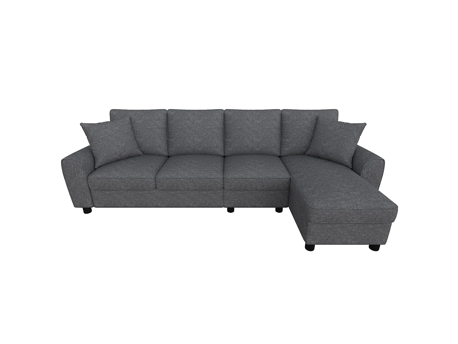 Canapé d'angle 4 places avec rangement en tissu chenille gris