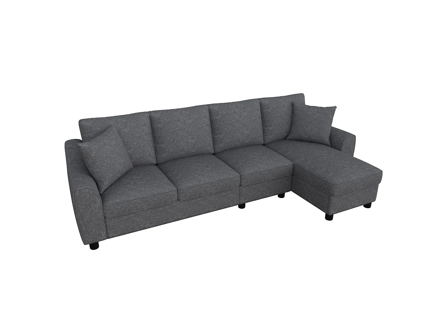 Canapé d'angle 4 places avec rangement en tissu chenille gris