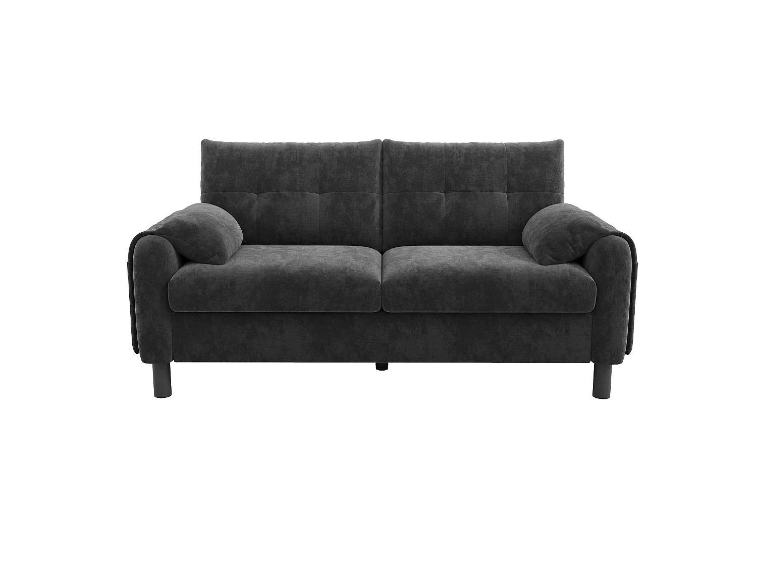 Sofá de dos plazas, de tejido de chenilla, con cojines mullidos, ideal para el salón, el dormitorio o pisos pequeños, gris