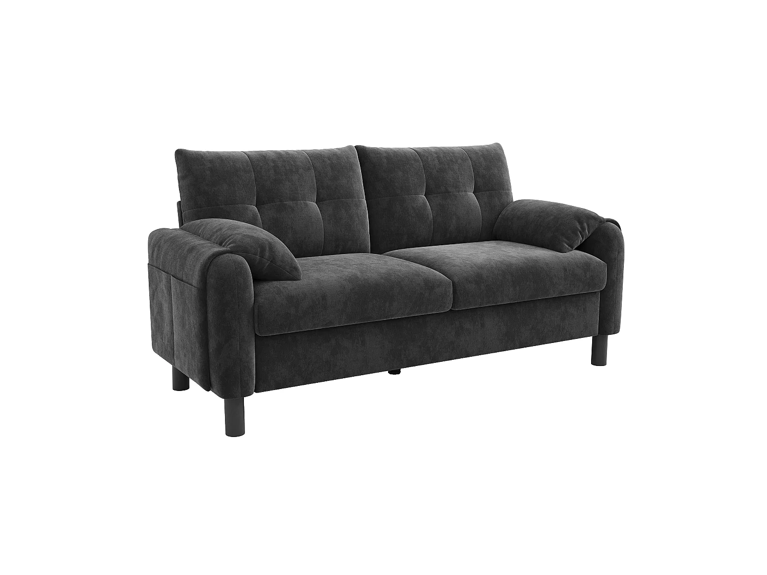 Sofá de dos plazas, de tejido de chenilla, con cojines mullidos, ideal para el salón, el dormitorio o pisos pequeños, gris