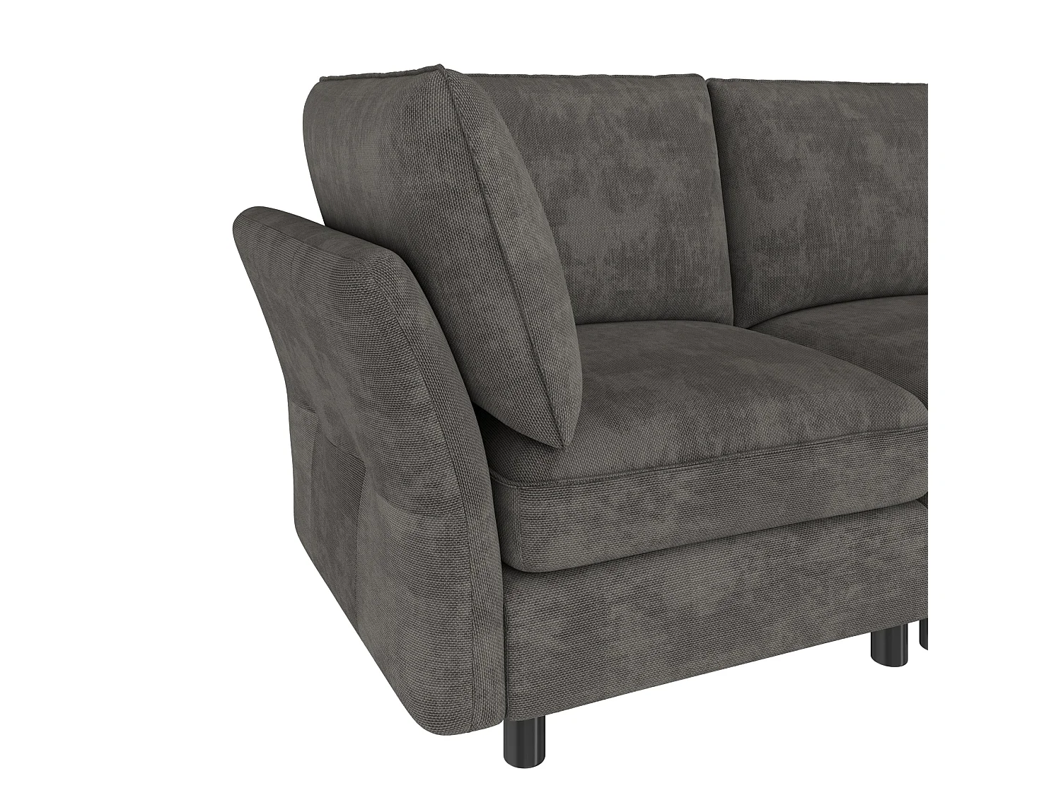 Sofá de canto em L, 6 lugares, com pufe com espaço de arrumação, design em forma de nuvem, tecido chenille, cinzento