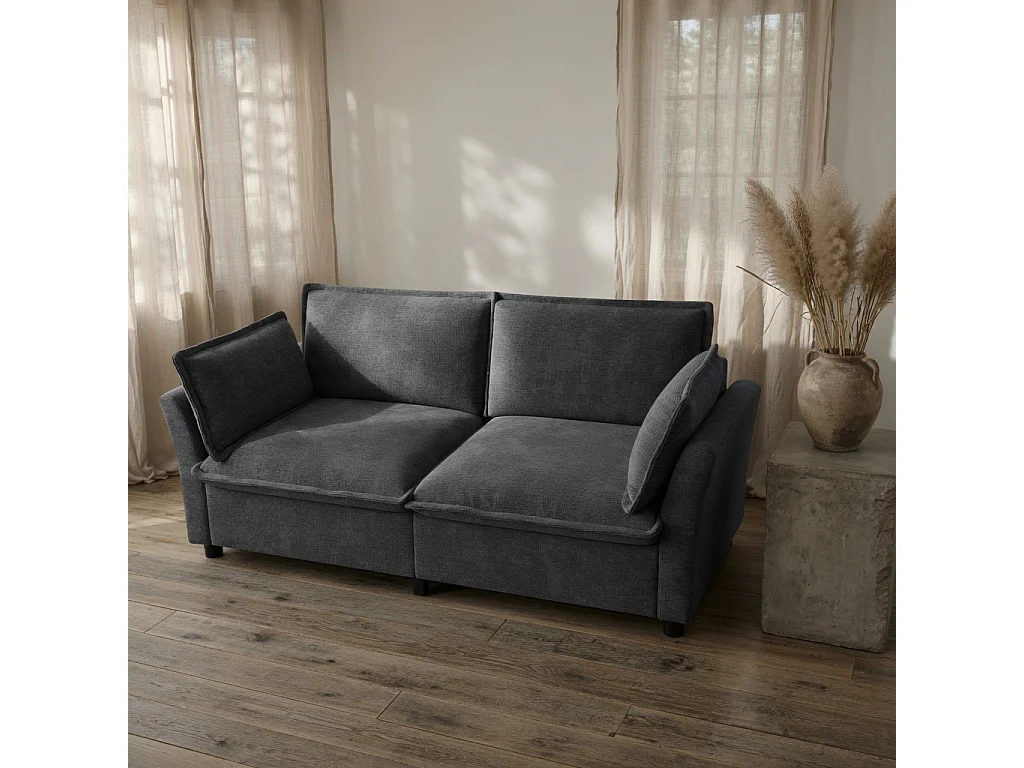 Bankenset van chenille-fluweel: 3-zitsbank + 2-zitsbank + fauteuil, inclusief kussens, grijs
