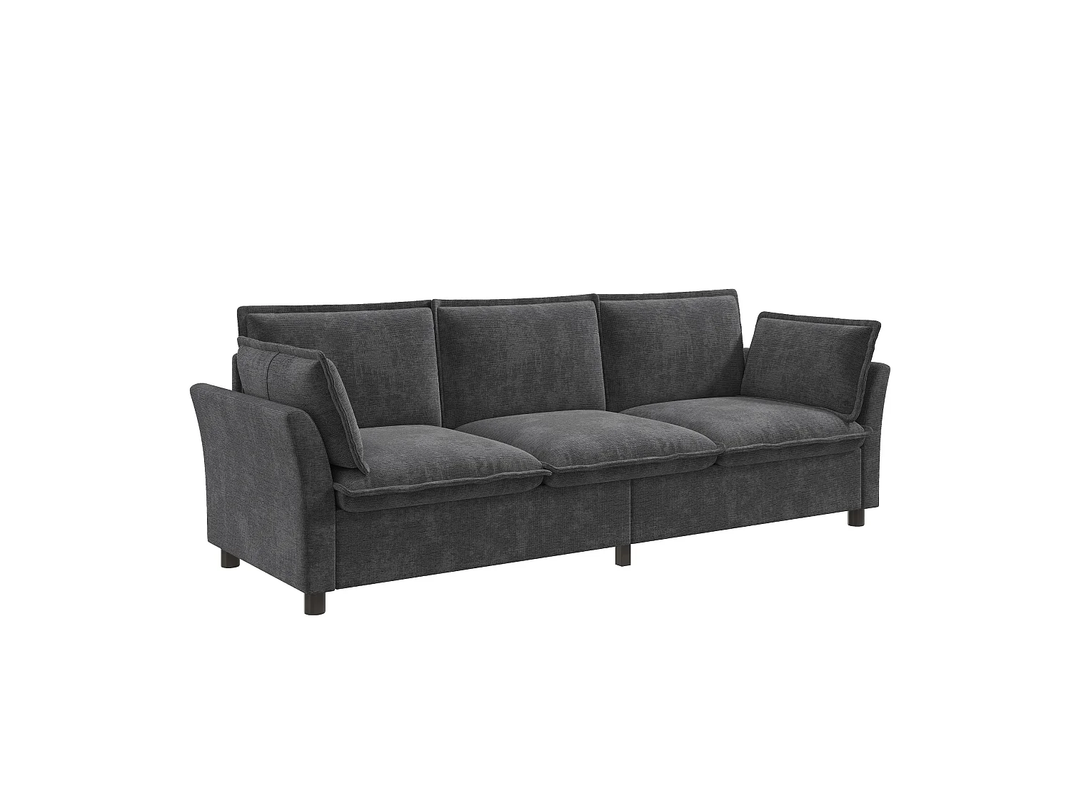 Bankenset van chenille-fluweel: 3-zitsbank + 2-zitsbank + fauteuil, inclusief kussens, grijs