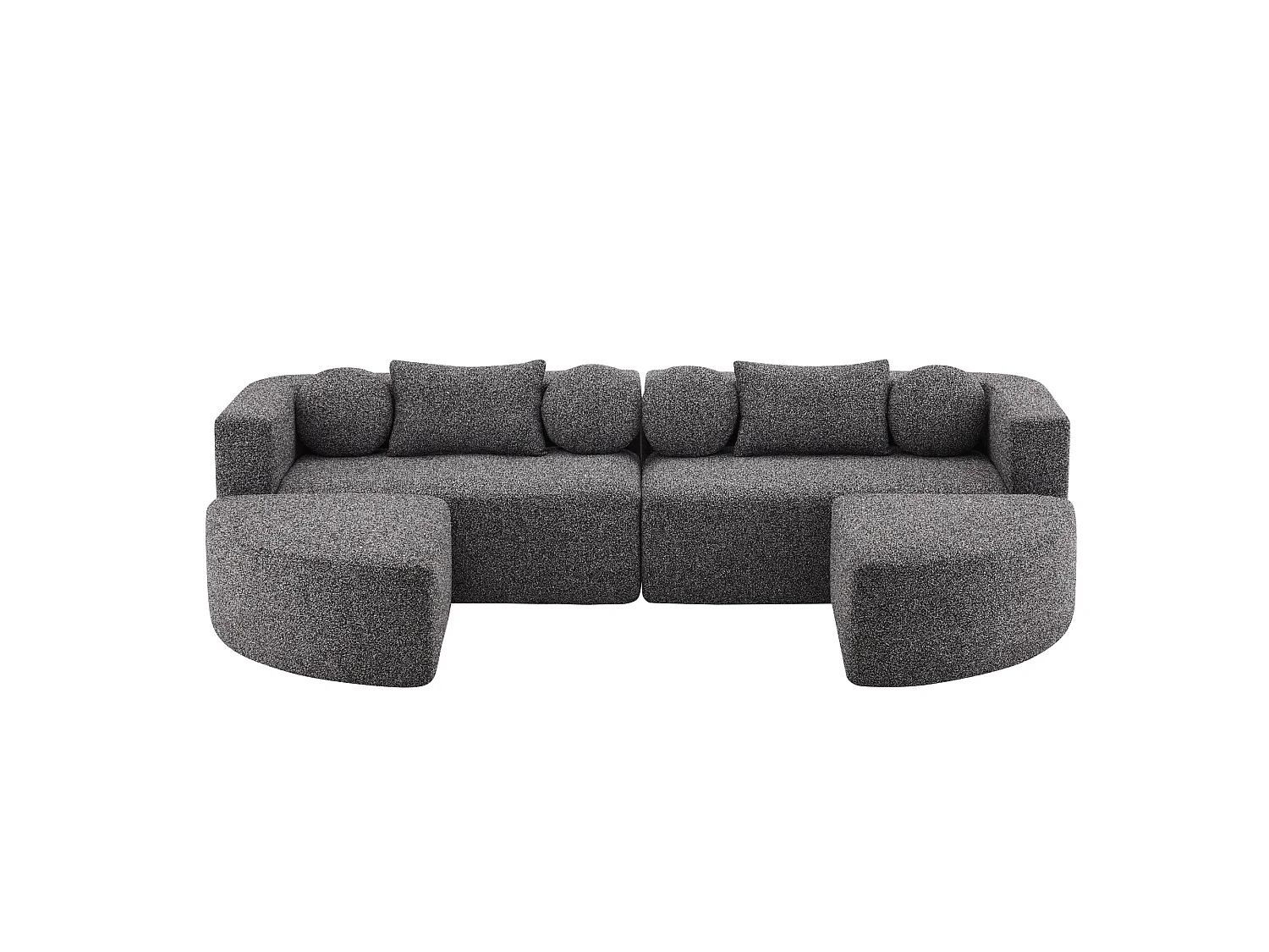 Modulaire slaapbank, volledig opklapbare ‘Cloud’-bank, chenille-stof, gebruiksklaar, zwart