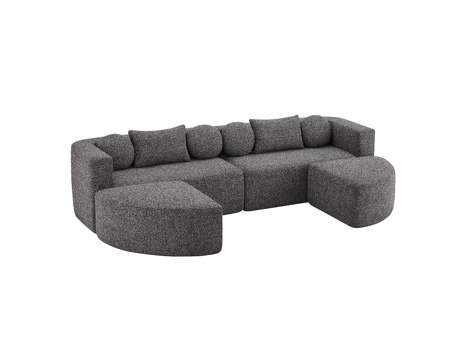 Modulaire slaapbank, volledig opklapbare ‘Cloud’-bank, chenille-stof, gebruiksklaar, zwart