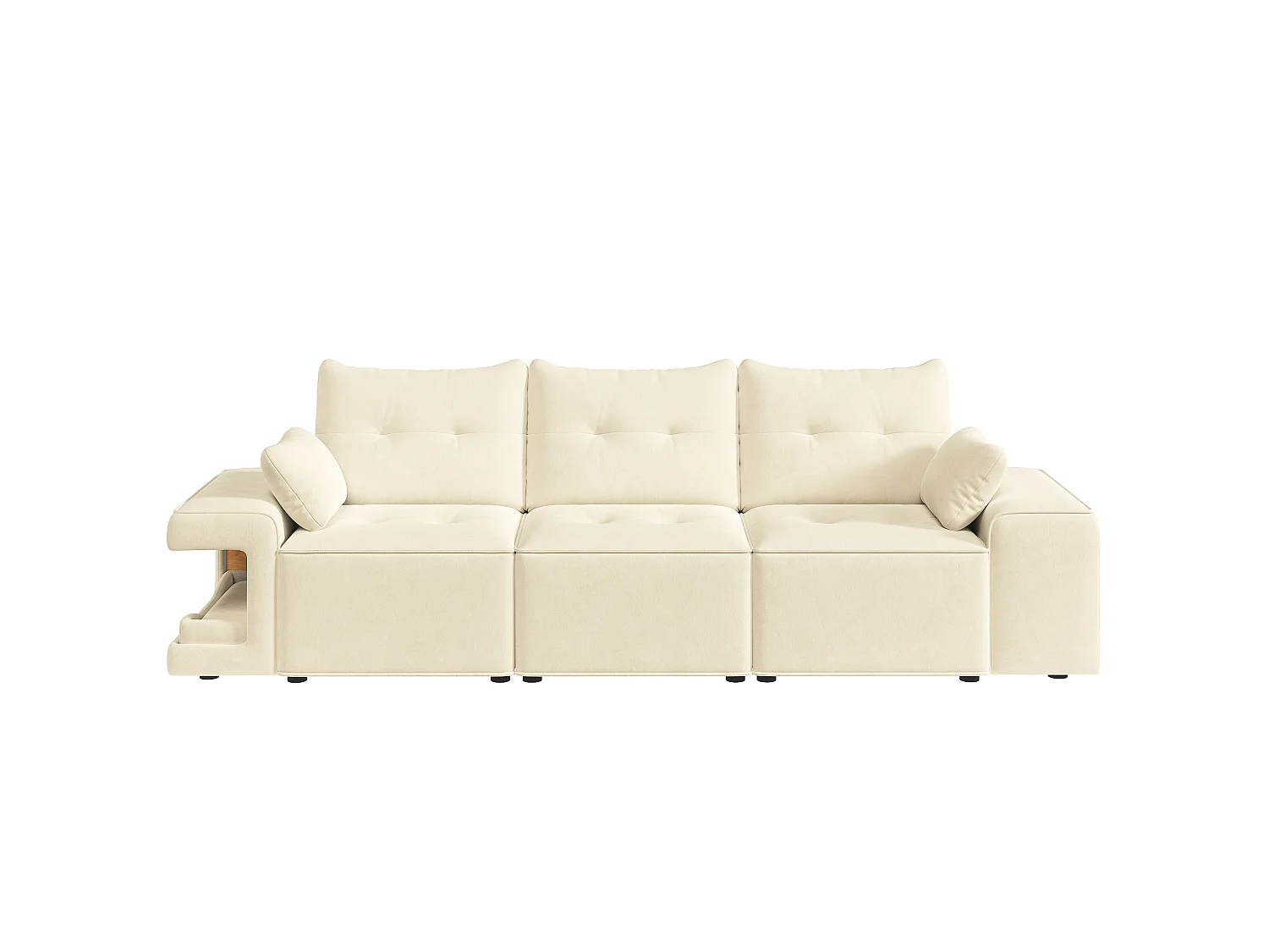 Canapé 3 places avec rangement en tissu beige
