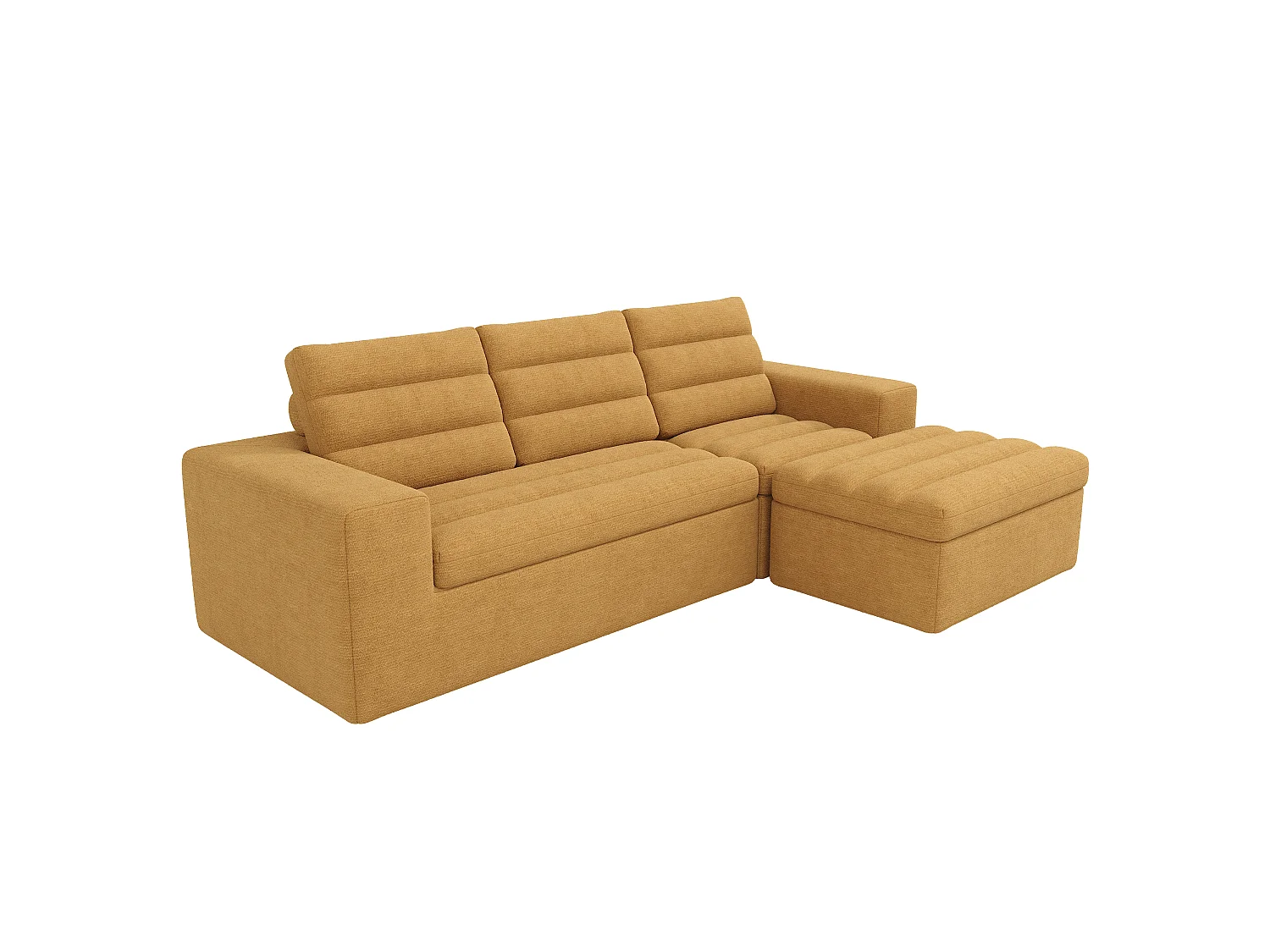 Sofá de canto em L, design sem estrutura, sofá «Cloud», modular à vontade, pronto a usar, em veludo canelado, cor laranja