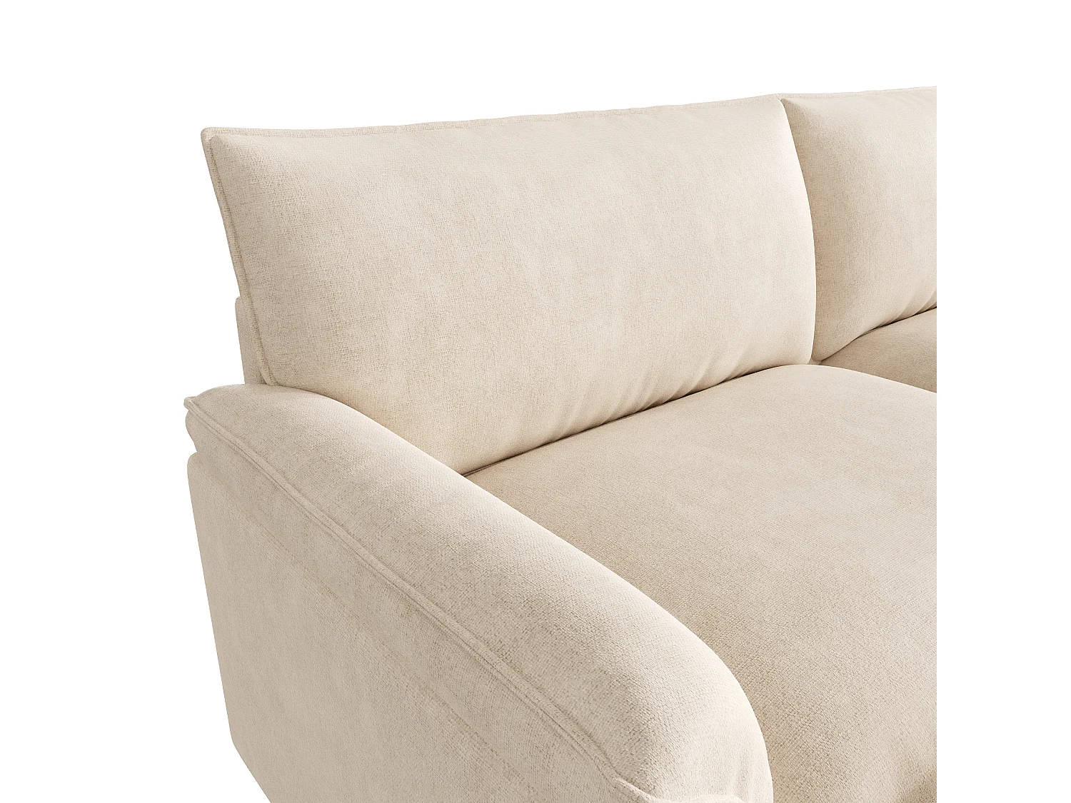 Modulaire hoekbank, extra brede ‘nuage’-bank, met 1 afneembare voetensteun, hoge rugleuning, beige