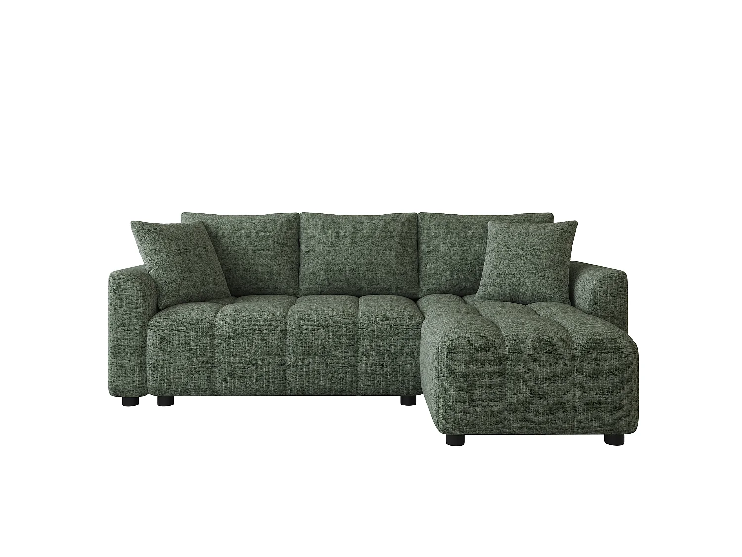 Canapé d'angle 3 places en tissu chenille vert