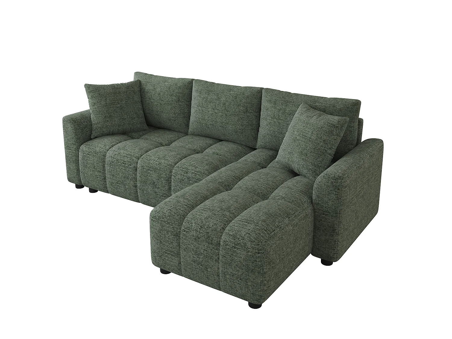 Canapé d'angle 3 places en tissu chenille vert
