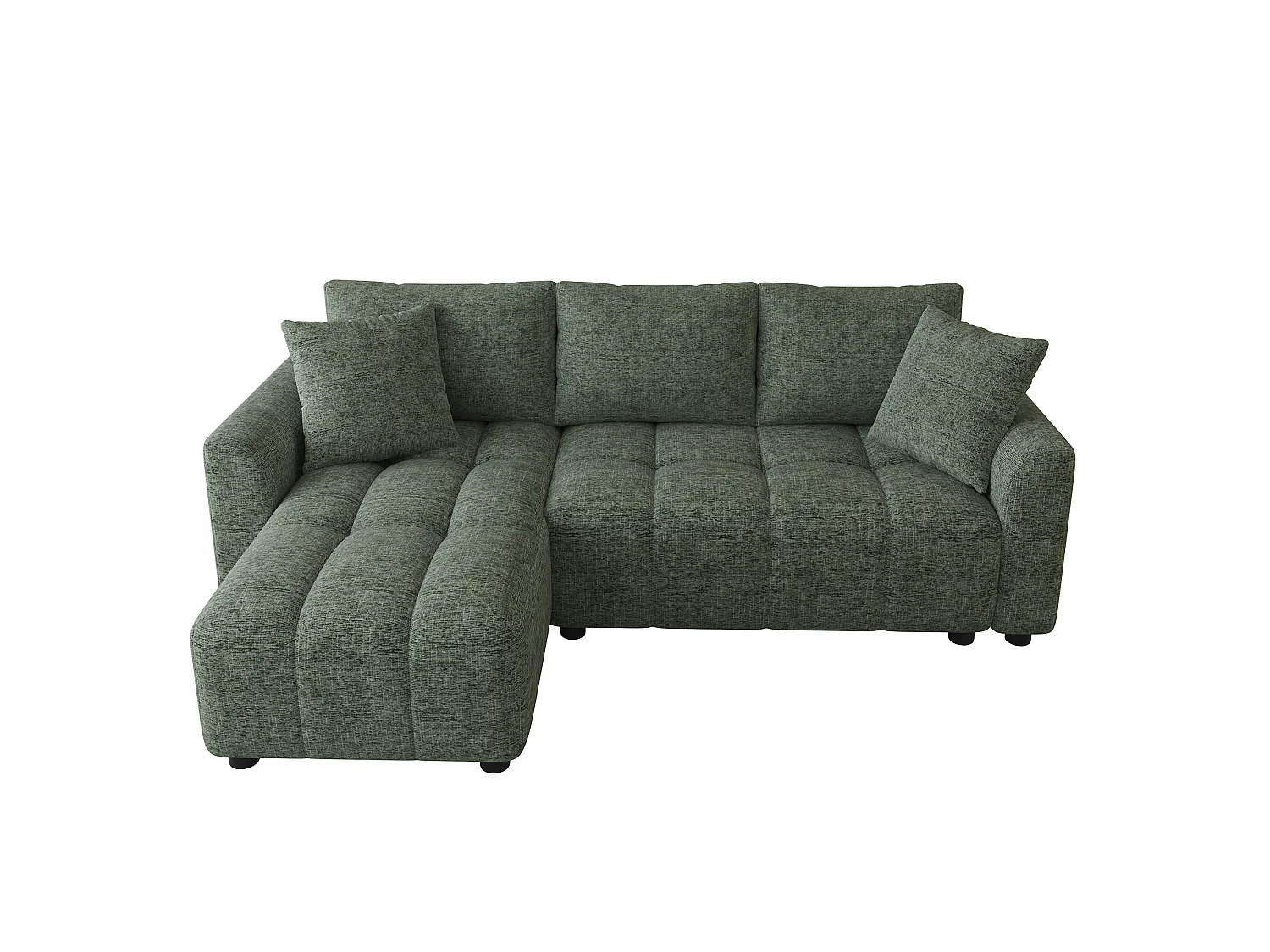 Canapé d'angle 3 places en tissu chenille vert