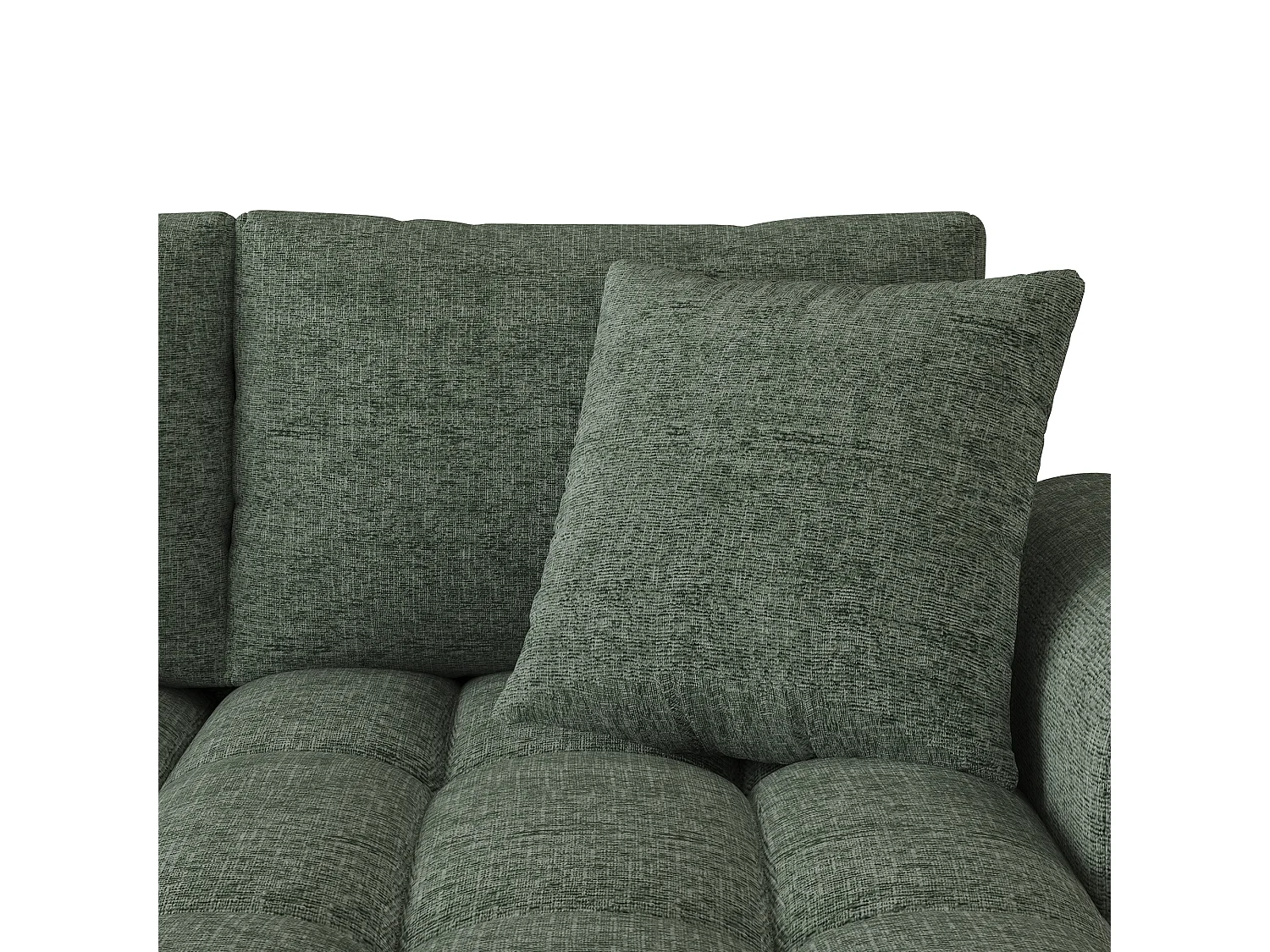 Canapé d'angle 3 places en tissu chenille vert