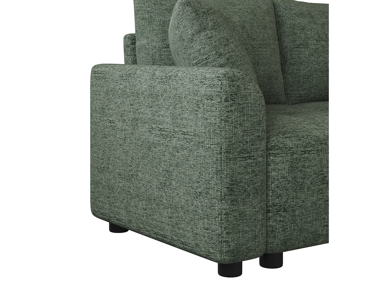 Canapé d'angle 3 places en tissu chenille vert
